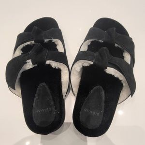 Slides, ALEXANDRE BIRMAN Bow-embellished shearling-trimmed suede slides